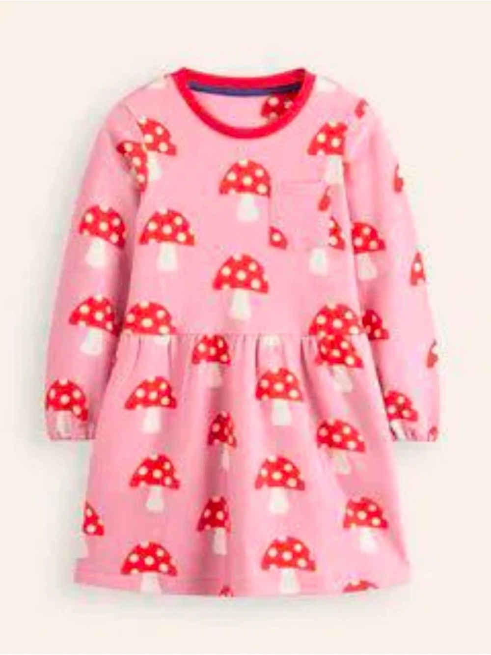 Mini Boden pink mushroom sweatshirt dress
